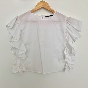 | ZARA | Ruffle Sleeve Crop Top